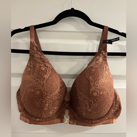 NWT AERIE REAL POWER PLUNGE PUSH UP PAISLEY LACE BRA 36DD - Picture 1 of 7